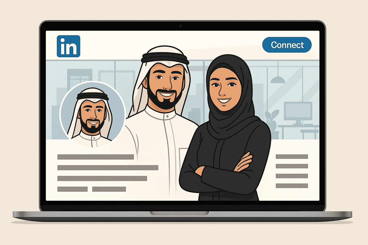 صورة LinkedIn احترافية لشاب عربي يرتدي ملابس رسمية