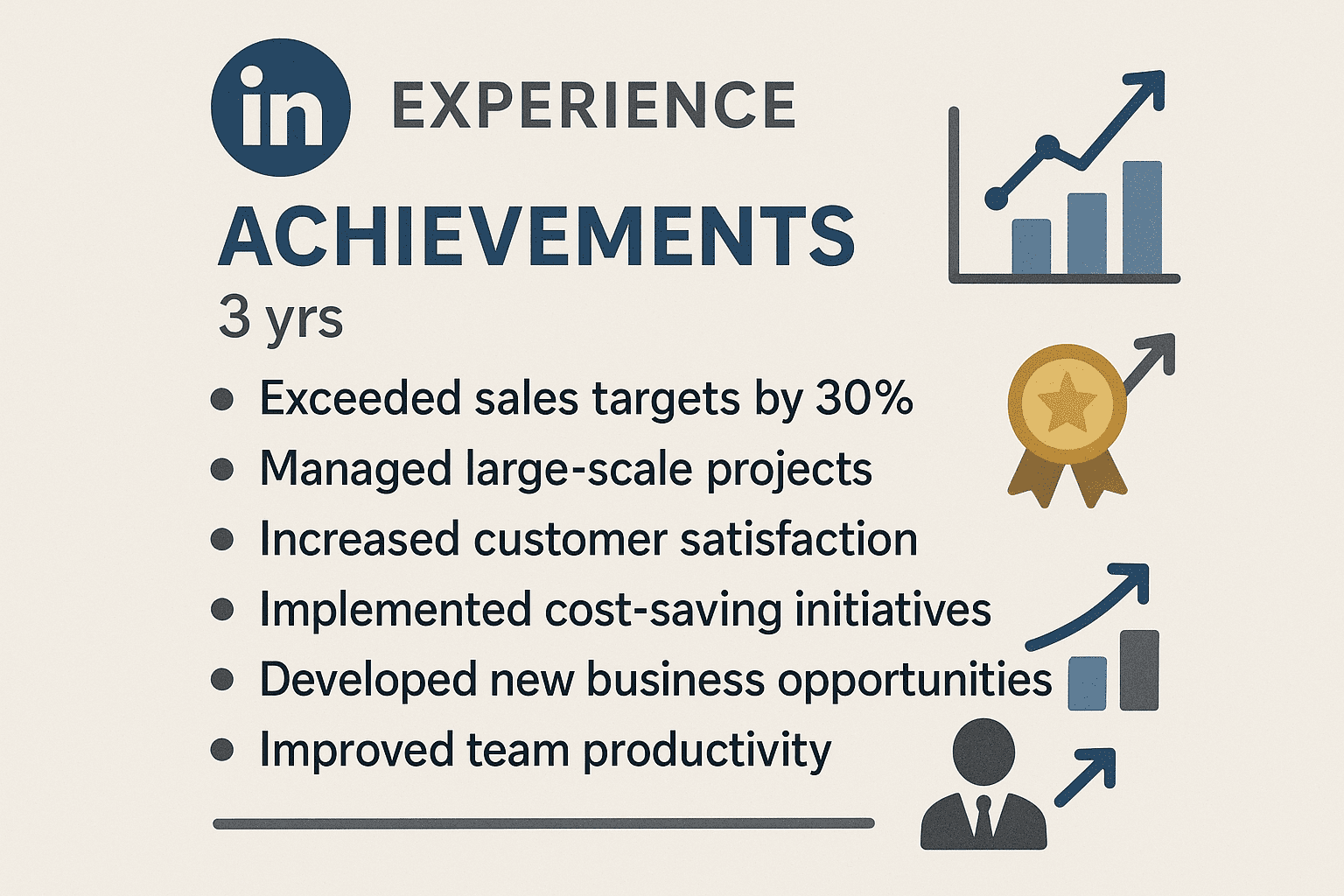 قسم الخبرات في LinkedIn مع إنجازات عملية واضحة