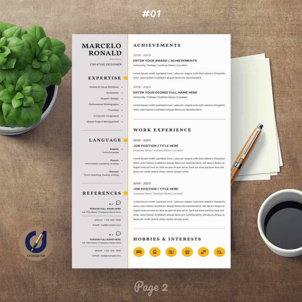 تصاميم السيرة الذاتية الاحترافية – نموذج سيرة ذاتية جاهزة CV