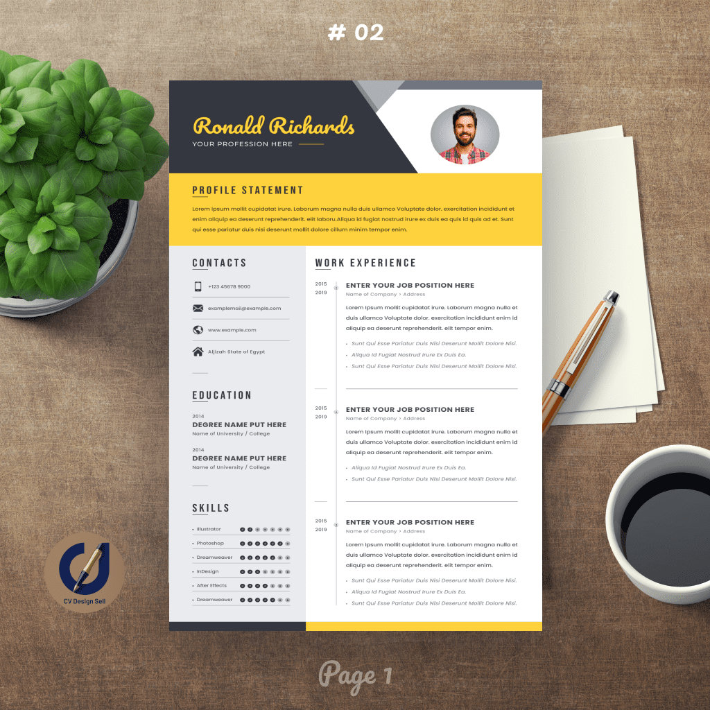 تصاميم السيرة الذاتية الاحترافية – نموذج سيرة ذاتية جاهزة CV