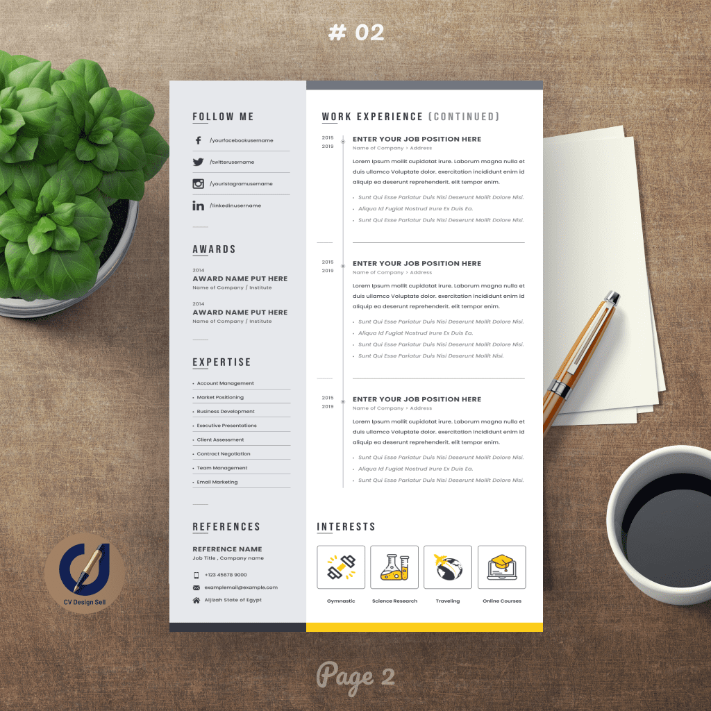 تصاميم السيرة الذاتية الاحترافية – نموذج سيرة ذاتية جاهزة CV