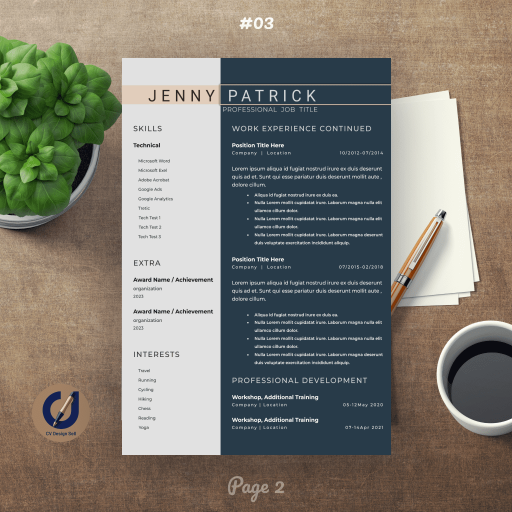 تصاميم السيرة الذاتية الاحترافية – نموذج سيرة ذاتية جاهزة CV