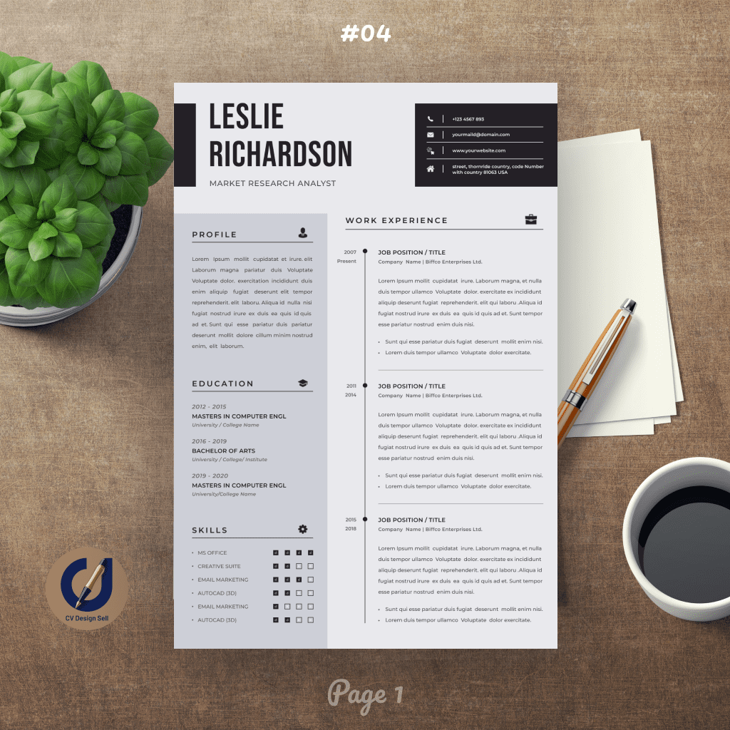 تصاميم السيرة الذاتية الاحترافية – نموذج سيرة ذاتية جاهزة CV