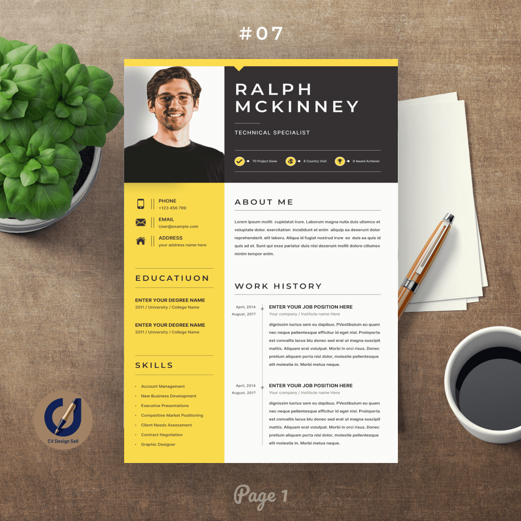 تصاميم السيرة الذاتية الاحترافية – نموذج سيرة ذاتية جاهزة CV