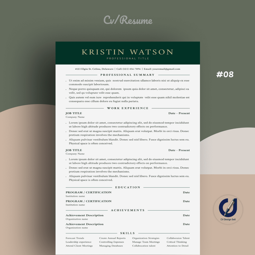 تصاميم السيرة الذاتية الاحترافية – نموذج سيرة ذاتية جاهزة CV