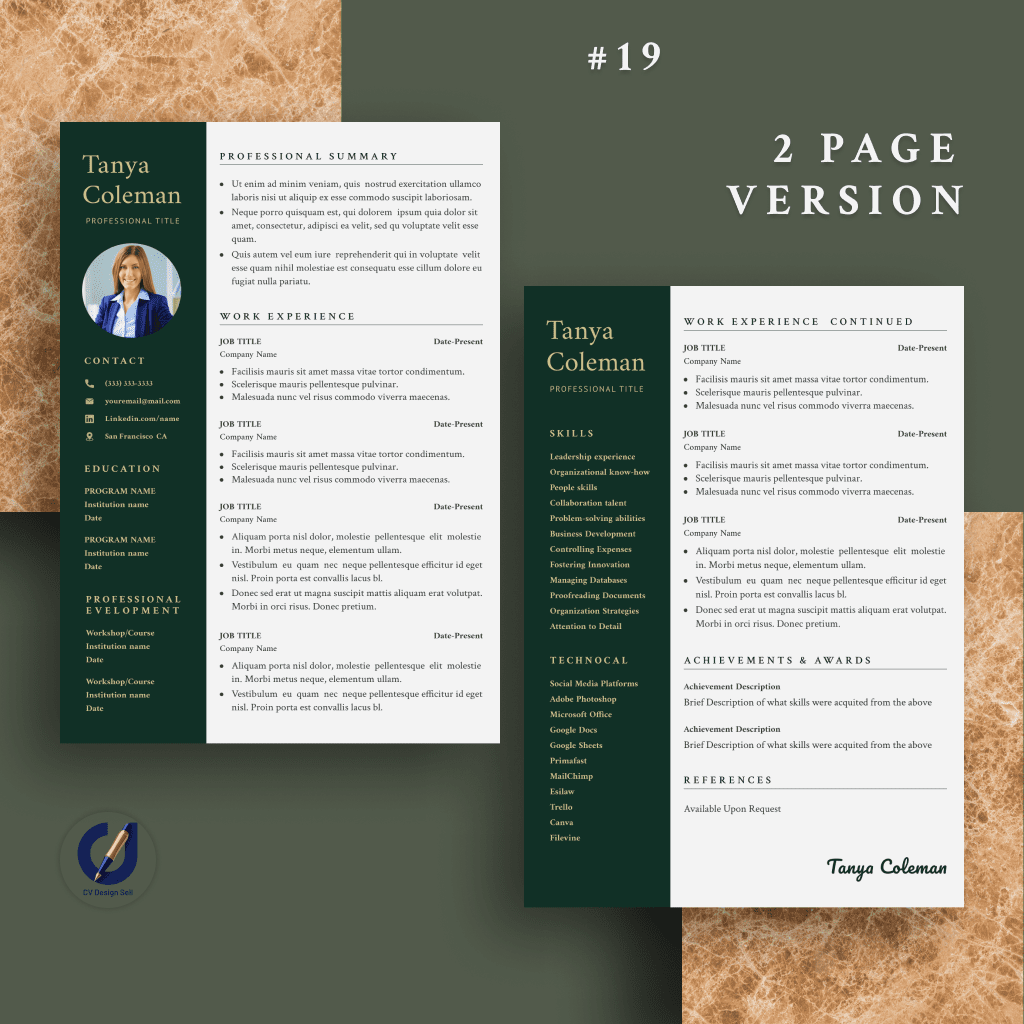 تصاميم السيرة الذاتية الاحترافية – نموذج سيرة ذاتية جاهزة CV