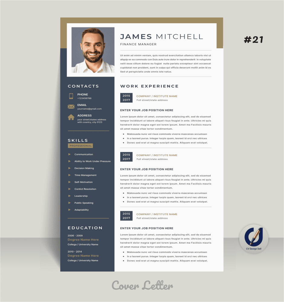 تصاميم السيرة الذاتية الاحترافية – نموذج سيرة ذاتية جاهزة CV