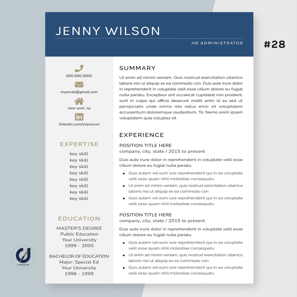 تصاميم السيرة الذاتية الاحترافية – نموذج سيرة ذاتية جاهزة CV