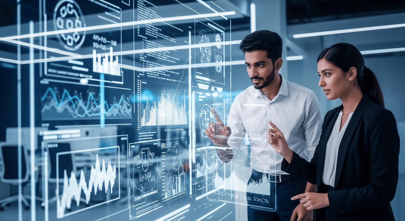 مهندس برمجيات سعودي وعالمة بيانات إماراتية يحللون بيانات الرواتب في قطاع التكنولوجيا.