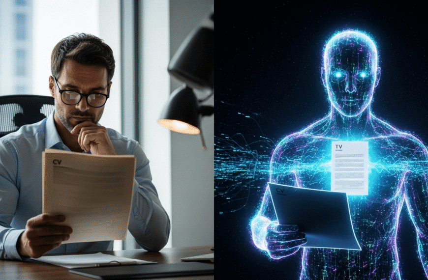 Blog 4 الذكاء الاصطناعي يقرأ سيرتك الذاتية - صورة توضيحية للمقارنة بين التحليل الآلي والبشري.