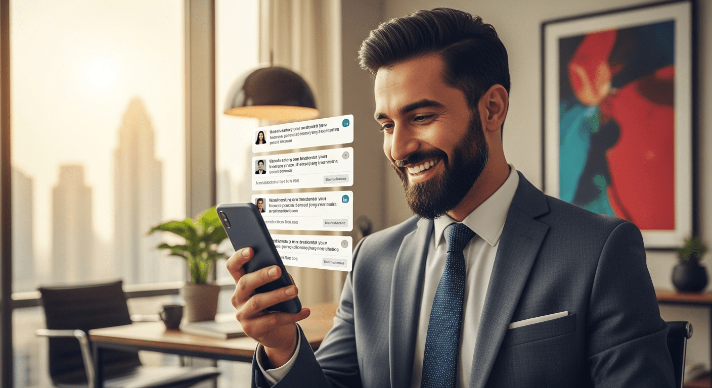 مسؤولو توظيف يتواصلون مع باحث عن عمل يمتلك علامة تجارية شخصية قوية.