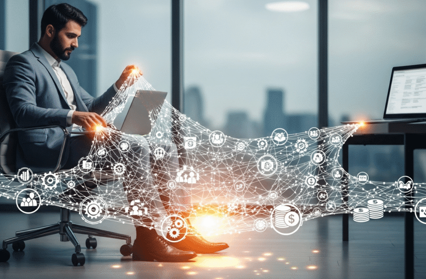 Blog 1 رجل أعمال سعودي يقوم ببناء وسادة أمان رمزية تحت كرسيه، ترمز إلى استراتيجية التوسيد الوظيفي.